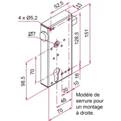 Serrure de portail bois - pose en applique verticale - pêne réglable TIRARD