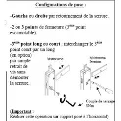 Serrure de volet de remplacement - 3 points - Multireverso TIRARD