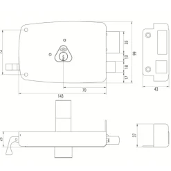 Serrure en applique horizontale - à tirage et bouton intérieur - Match JPM