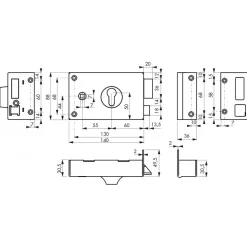 Serrure en applique horizontale - pour cylindre européen - à fouillot FTH THIRARD