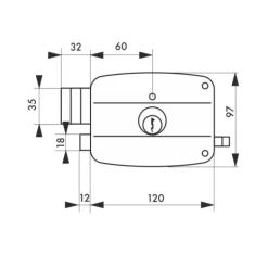 Serrure en applique horizontale - à tirage - à cylindre - 120x97 mm FTH THIRARD
