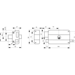 Serrure en applique horizontale - à tirage - à cylindre - 140x90 mm FTH THIRARD