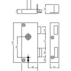 Serrure en applique verticale Extra Plate à fouillot - avec 2 clés JPM