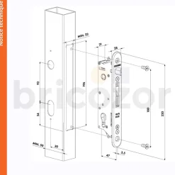 Serrure à larder à crochet - inox - cylindre européen - Fiftylock LOCINOX