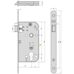 Serrure à larder monopoint 725 clé I - axe 50 mm - pêne dormant et demi-tour hôtel MARC