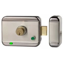 Serrure électrique en applique avec cylindre à rupture - réversible Izyx