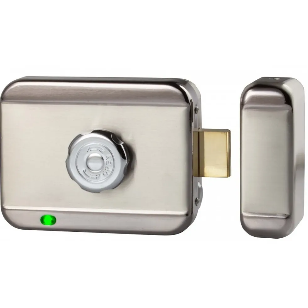 Serrure électrique en applique avec bouton moleté - réversible Izyx