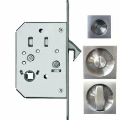 Serrure porte coulissante - condamnation - rosace carrée - inox - EPD KARCHER DESIGN