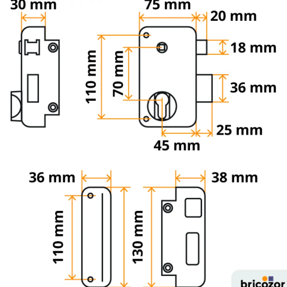 Serrure verticale en applique verticale à fouillot - cylindre européen FTH THIRARD
