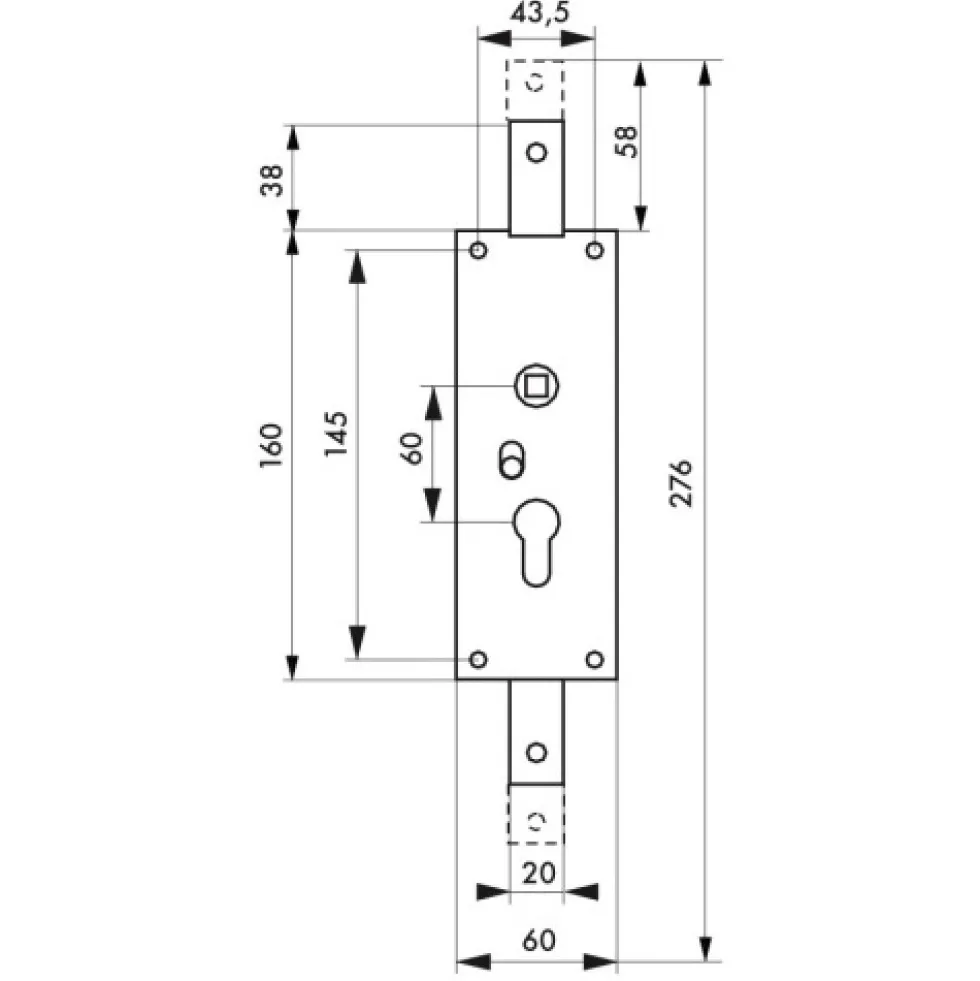 Serrure verticale - point haut et bas - porte de garage basculante FTH THIRARD