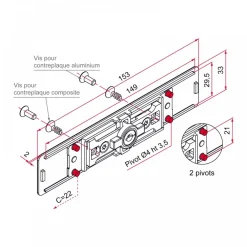 Serrure volet roulant à cylindre rond - 2 pivots - 7 à 9 mm - AA80 TIRARD