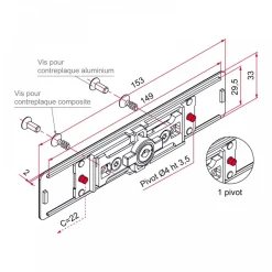 Serrure volet roulant à cylindre rond - 1 pivot - 7 à 9 mm - AA80 TIRARD