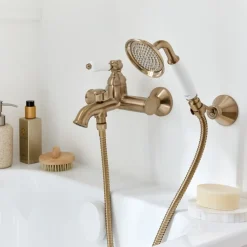 Set de douche retro avec douchette flexible et support - bronze - Louise JACOB DELAFON