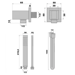 Set de douche sur applique mural en PVD noir mat brossé Dax PAINI