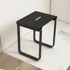Siège de douche en inox noir mat 40x30x46 cm AURLANE