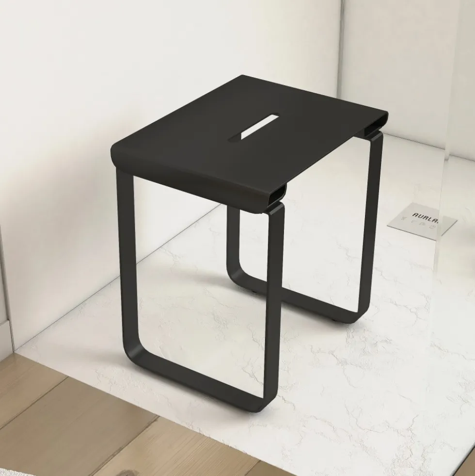 Siège de douche en inox noir mat 40x30x46 cm AURLANE