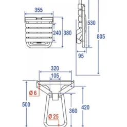 Siège de douche escamotable Réf 047630 PELLET ASC