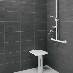 Siège de douche rabattable avec pied pour PMR DELABIE
