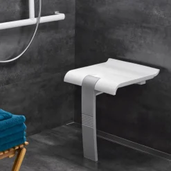 Siège de douche relevable - blanc/gris à béquille automatique - Arsis PELLET ASC