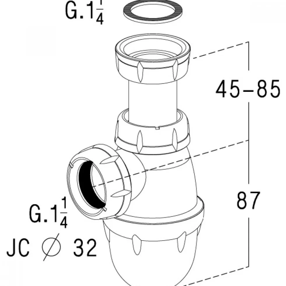Siphon de bidet en polypropylène - réglable en hauteur VIEGA