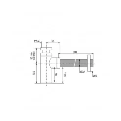 Siphon de lavabo en ABS chromé - sortie murale - Cylindrix VALENTIN
