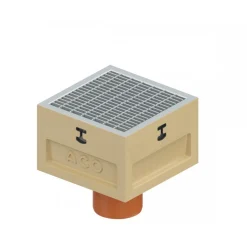 Siphon de sol bas DN110 grille acier galvanisé 250x250mm B125 Europoint ACO