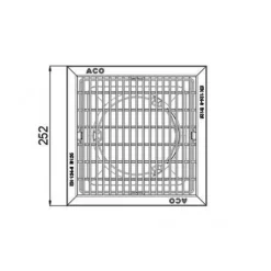 Siphon de sol bas DN110 grille acier galvanisé 250x250mm B125 Europoint ACO