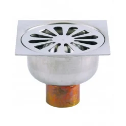 Siphon de sol en laiton 100x100 mm - hauteur 77 mm - sortie verticale VALENTIN