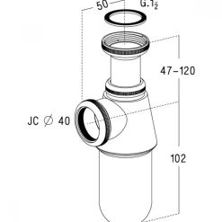 Siphon d'évier en laiton chromé brillant - réglable en hauteur NICOLL