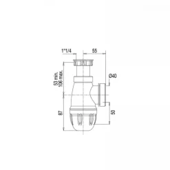Siphon lavabo bi matière avec joints surmoulés - sortie Ø40 mm - Connectic VALENTIN