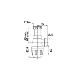 Siphon lavabo bi matière avec joints surmoulés - sortie Ø32 mm - Connectic VALENTIN