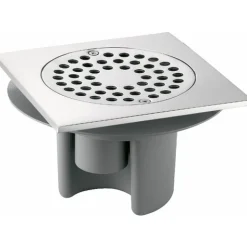 Siphon pour sol carrelé ou béton brut - grille inox DELABIE