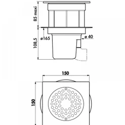 Siphon pour sol carrelé ou béton brut - grille inox DELABIE