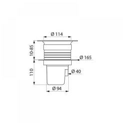Siphon sol souple avec grille inox Ø114 mm - sortie intégrée Ø40 mm DELABIE