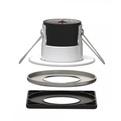 Spot LED encastré fixe 6W CCT IP65 RE2020 anti-feu avec 2 collerettes BF LIGHT