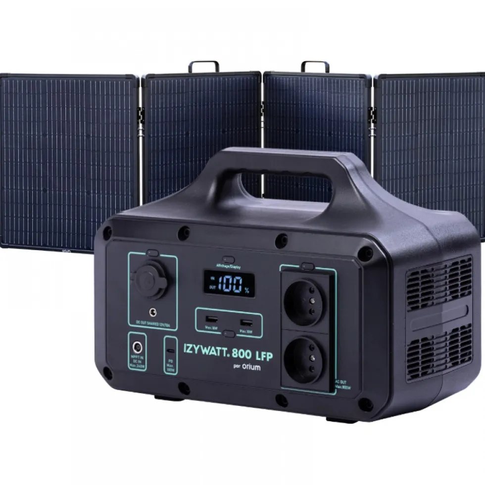 Station électrique portable IZYWATT 800 LFP + panneau solaire cadré 200W ORIUM