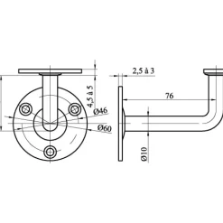 Support de rampe coudé sur platine ronde à visser - inox MASSARD