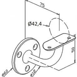 Support mural de main-courante pour tube diamètre 42,4 mm - poli miroir Design Production