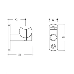 Supports droits vertical et horizontal sur platine pour tube 30 mm CUIVRINOX