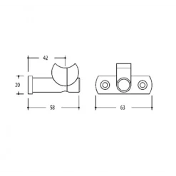 Supports droits vertical et horizontal sur platine pour tube 30 mm CUIVRINOX