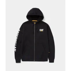 Sweat de travail molletonné à capuche avec logo bannière - noir Caterpillar