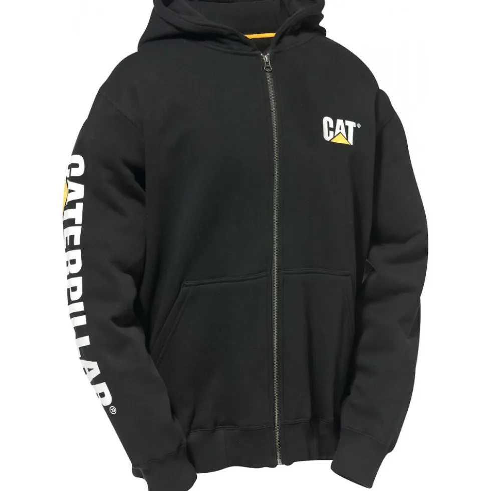 Sweat de travail molletonné à capuche avec logo bannière - noir Caterpillar