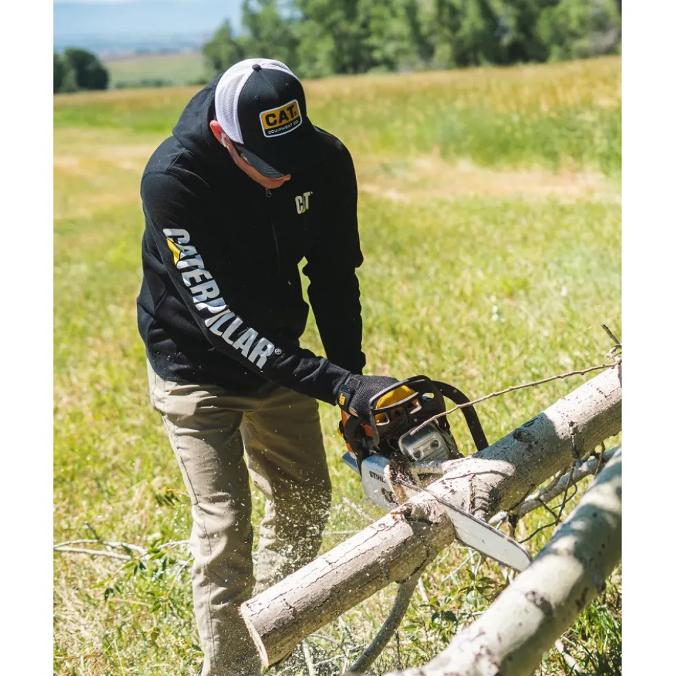 Sweat de travail molletonné à capuche avec logo bannière - noir Caterpillar
