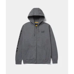 Sweat de travail molletonné à capuche avec logo bannière - gris Caterpillar