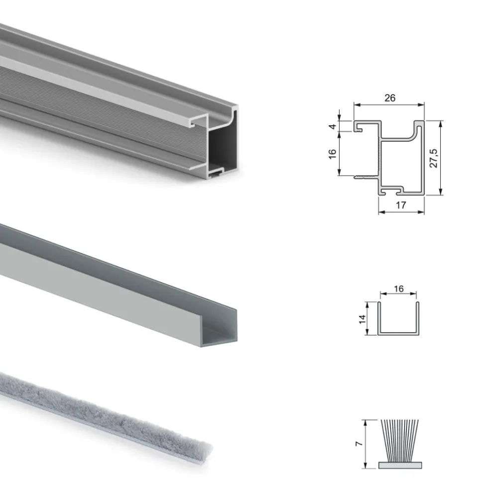 Système coulissant pour dressing avec profils Sharp + fermeture amortie EMUCA