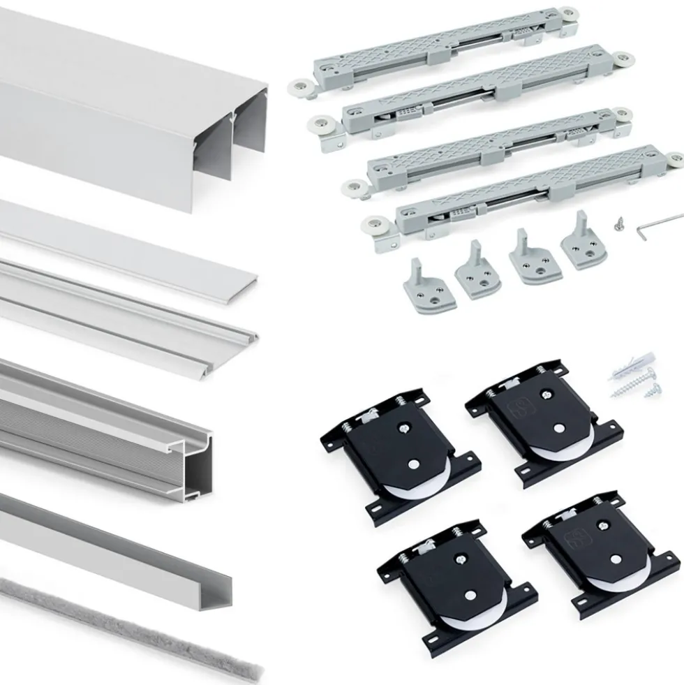 Système coulissant pour dressing avec profils Sharp + fermeture amortie EMUCA