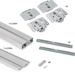 Système 2 portes coulissantes - rails de surface 2,35 m - anodisé mat EMUCA
