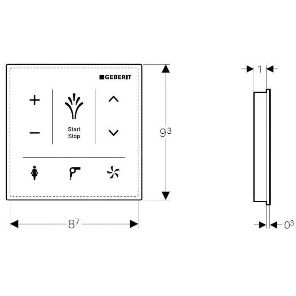 Tableau de commande mural sans fil pour WC lavant AquaClean GEBERIT