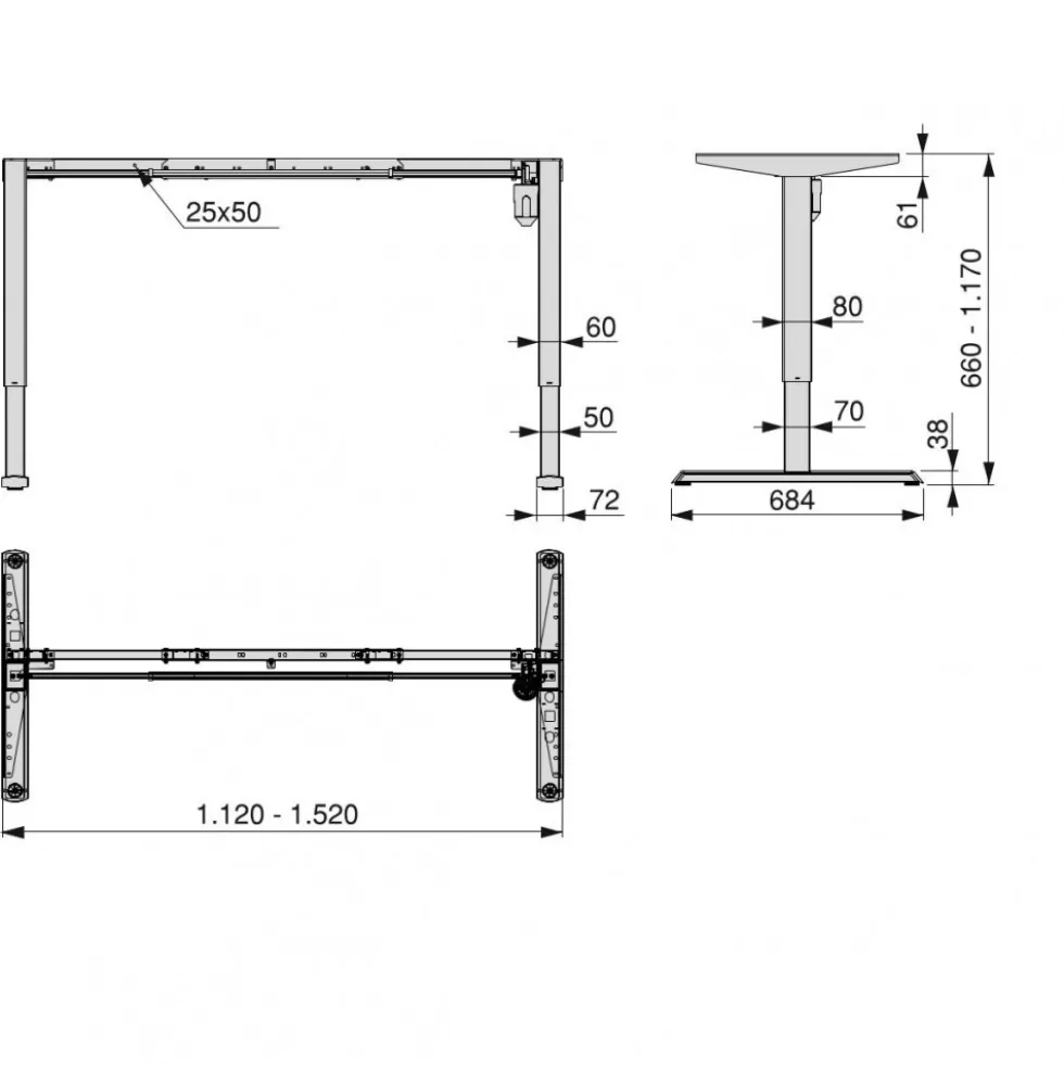 Table motorisée à hauteur réglable - réglage électrique - Table Lift EMUCA