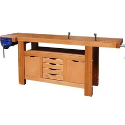 Établi bois - menuisier - professionnel - 2 m - 4 tiroirs - Avec étau OUTIFRANCE